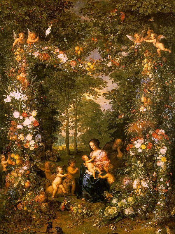Holy Family in a Flower Fruit Wreath, Jan Brueghel